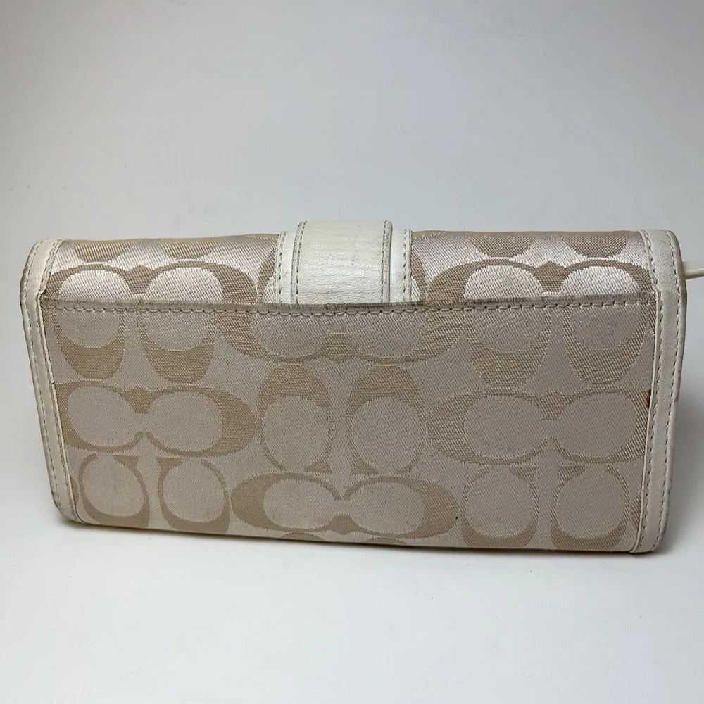 Coach Womens Canvas Folded Credit Card Tan Wallet